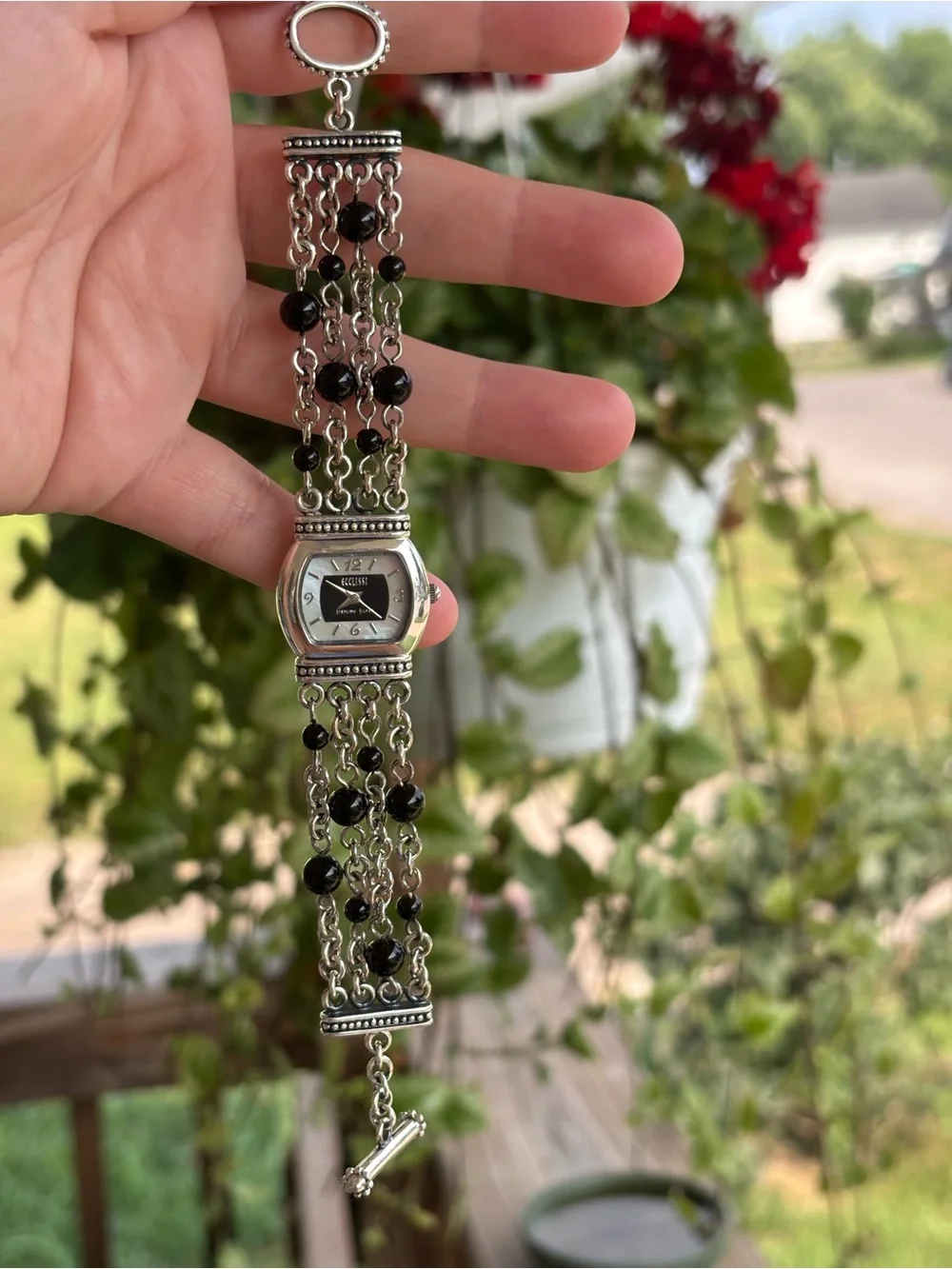 Vintage ecclissi sterling Silver 925 Chain elegant beaded Watch